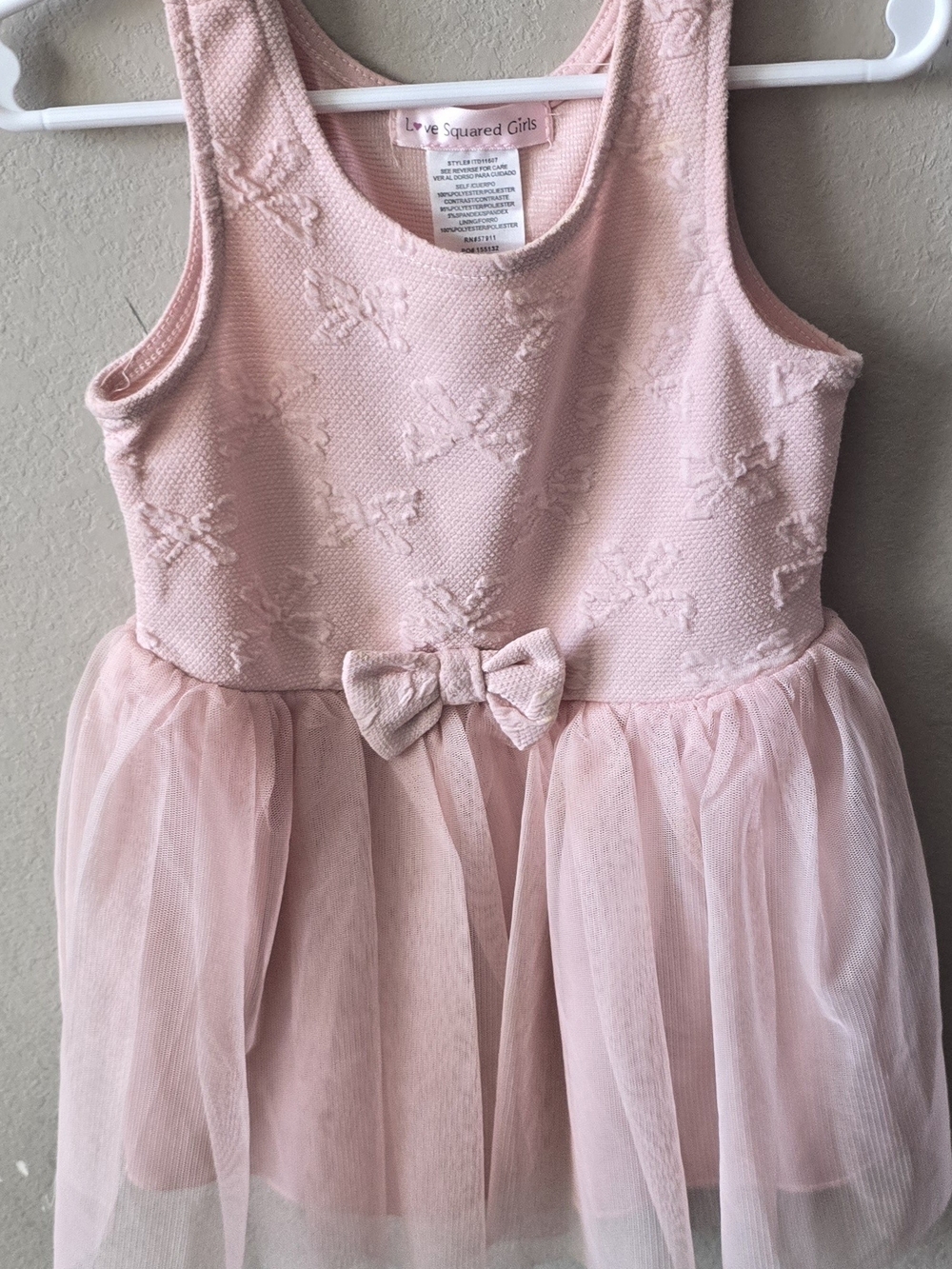 Love Squared Girls Light Pink Bow-Accent Casual Dress
